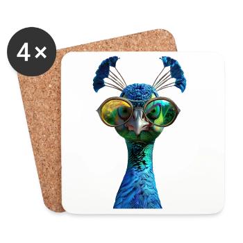 Peacock Blue Peacock Peacock Wheel Peacock Wheel Peacock Wheel - Coasters (set of 4) - white - Front