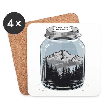 Captured Memories - Berglandschaft im Glas - Untersetzer (4er-Set) - Weiß - Vorne