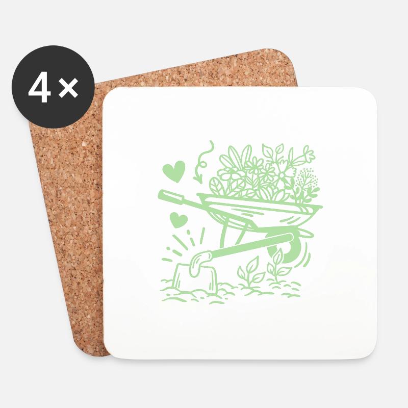Garten Gartenarbeit - Untersetzer (4er-Set) - Weiß