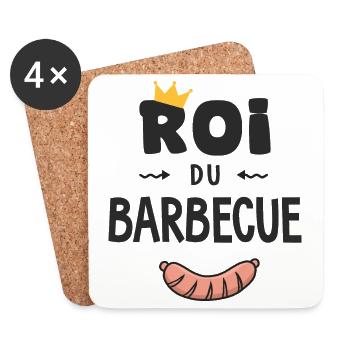 Roi du barbecue pour homme papa BBQ - Dessous de verre (lot de 4) - blanc - Devant