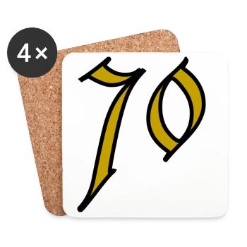 70. 70 YEARS. 70th ANNIVERSARY. 70 YEARS ANNIVERSARY. - Coasters (set of 4) - white - Front
