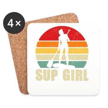Sup Girl Sunset Paddle - Coasters (set of 4) - white - Front