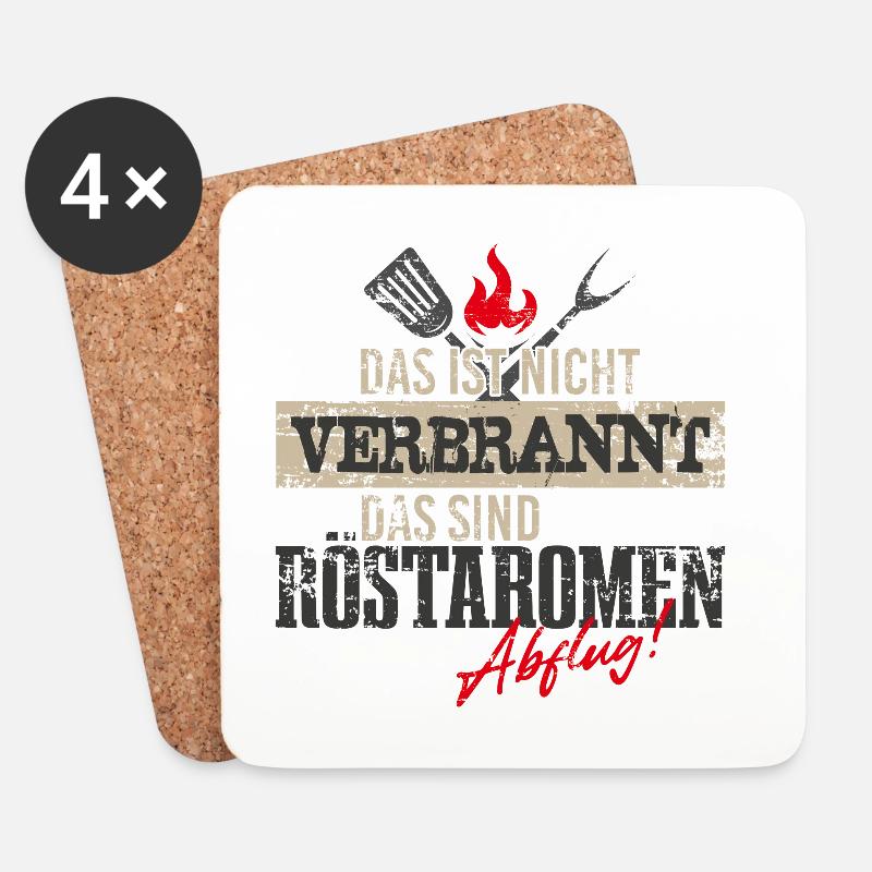 Grillen Spruch lustig - Untersetzer (4er-Set) - Weiß