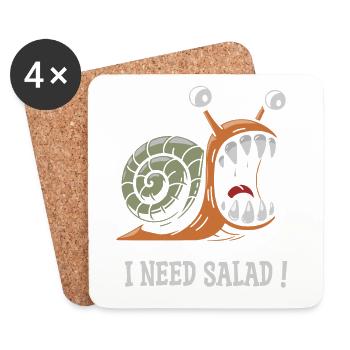 escargot , j'ai besoin de salade ! - Dessous de verre (lot de 4) - blanc - Devant