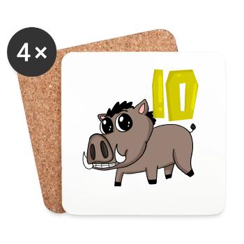 10. Geburtstag Motiv Wildschwein - zehn Jahre alt - Untersetzer (4er-Set) - Weiß - Vorne