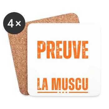 preuve que mon papa n'est pas toujours à la muscu - Dessous de verre (lot de 4) - blanc - Devant