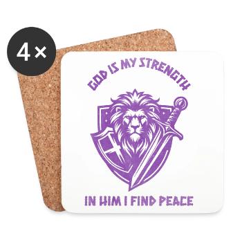Lion Hero Fighting Spirit Crest Shield Design - Coasters (set of 4) - white - Front