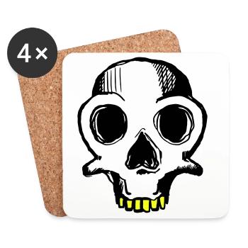Skull (dreifarbig) - Untersetzer (4er-Set) - Weiß - Vorne