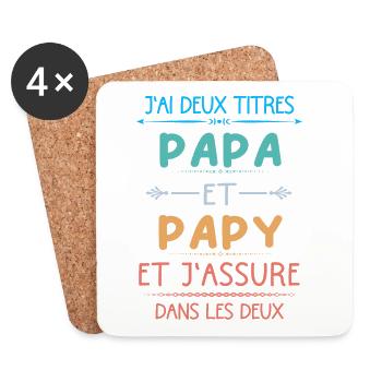 Papa et papy et j'assure dans les deux - Dessous de verre (lot de 4) - blanc - Devant
