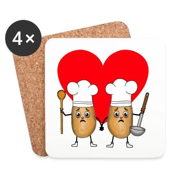 Kartoffel Köche Köchin Koch Kartoffeln - Untersetzer (4er-Set) - Weiß - Vorne