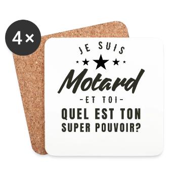 I'm a biker and you, what's your superpower? - Coasters (set of 4) - white - Front