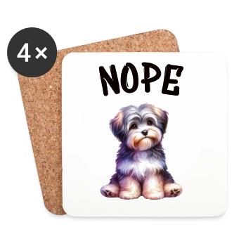 Havanese Nope Doggy Play of Colors - Coasters (set of 4) - white - Front