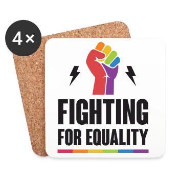 LGBTQ Pride Month - Fighting for Equality - Coasters (set of 4) - white - Front
