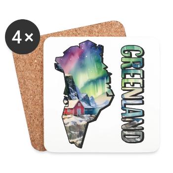 Watercolor Map Greenland - Coasters (set of 4) - white - Front