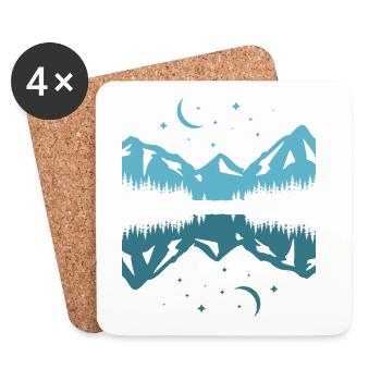 Moonlit Mountain Reflection - Coasters (set of 4) - white - Front