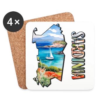 Aquarell Landkarte Sardinien - Untersetzer (4er-Set) - Weiß - Vorne