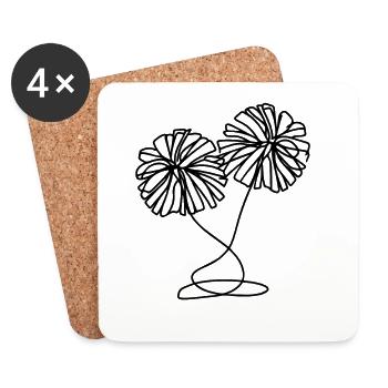 Pompons pom-pom girl - Dessous de verre (lot de 4) - blanc - Devant