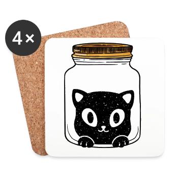 Katze Katzen Geschenkidee - Untersetzer (4er-Set) - Weiß - Vorne