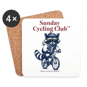 Sunday Cycling Club Raccoon - Coasters (set of 4) - white - Front