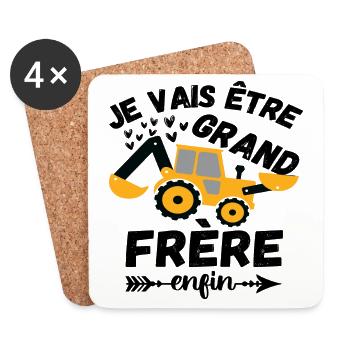 Je vais être grand frère annonce naissance cadeau - Dessous de verre (lot de 4) - blanc - Devant