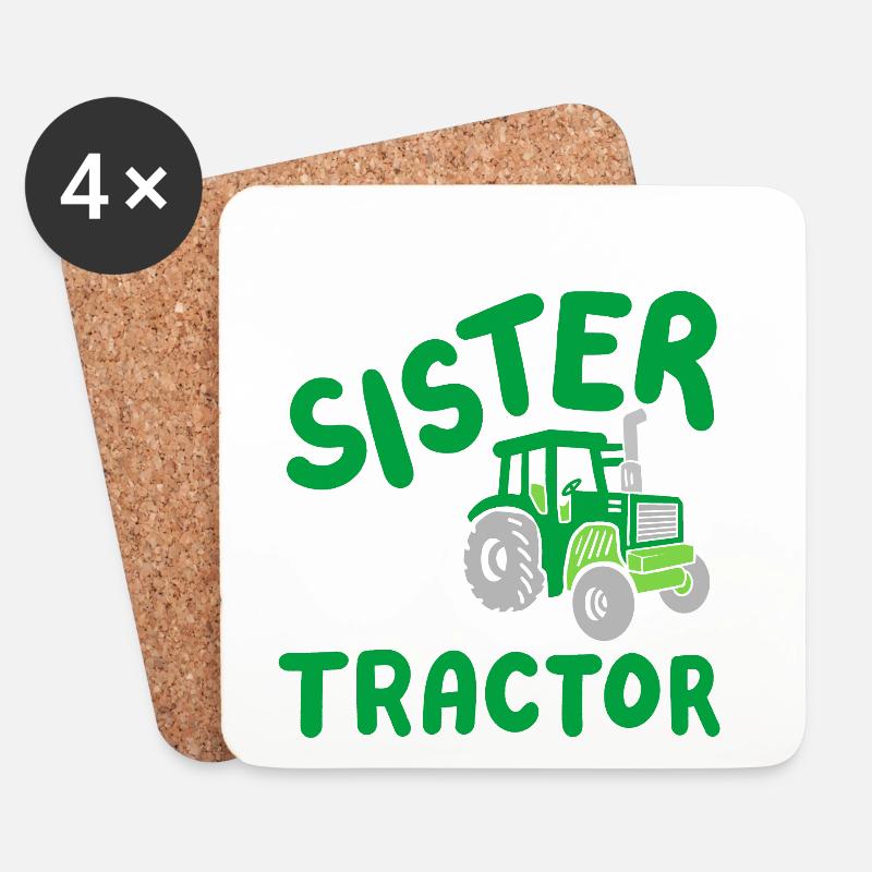 Traktor Schwester Landwirtschaft - Untersetzer (4er-Set) - Weiß