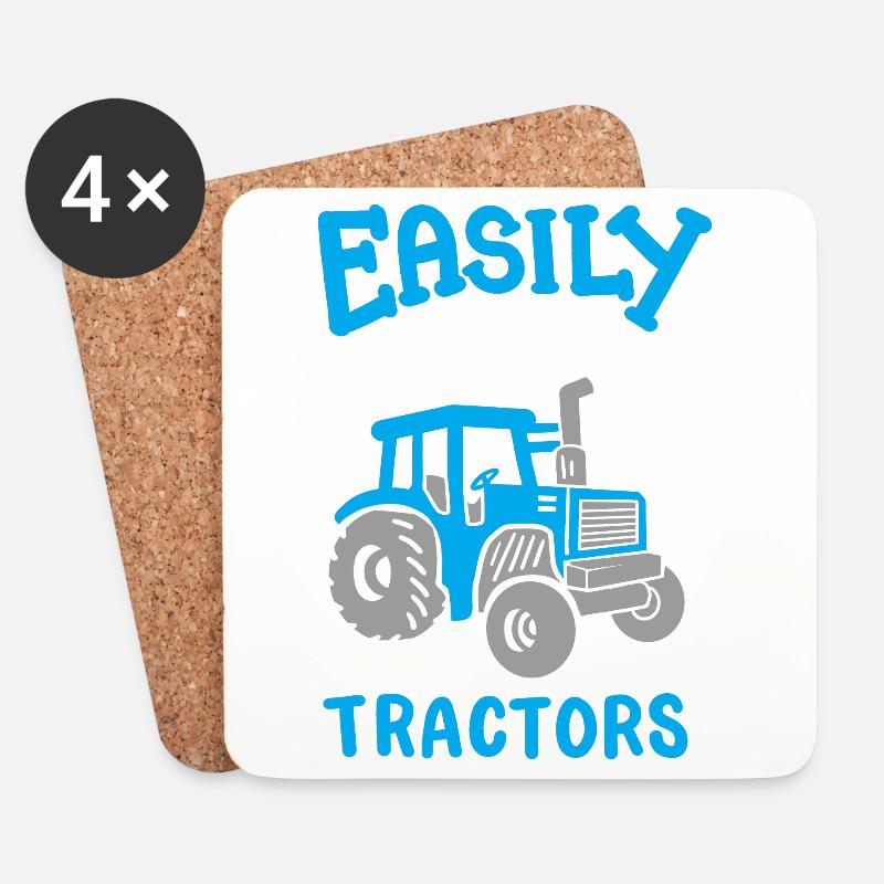 Traktor Bauer Landwirtschaft - Untersetzer (4er-Set) - Weiß