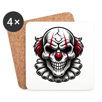 Clown effrayant maléfique Horreur Crâne Design - Dessous de verre (lot de 4) - blanc - Devant