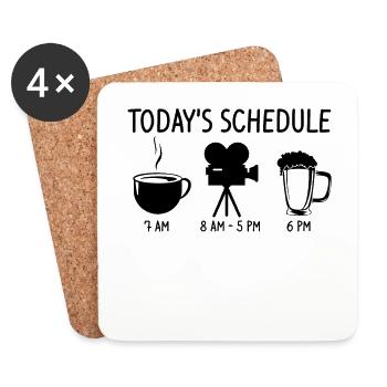 Today Schedule Filmmaking Beer Coffee Funny - Coasters (set of 4) - white - Front