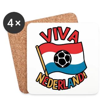 Conception du drapeau de football Viva Netherlands - Dessous de verre (lot de 4) - blanc - Devant