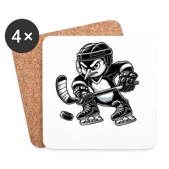 Lustiger Pinguin spielt Eishockey Hockeyspieler  - Untersetzer (4er-Set) - Weiß - Vorne