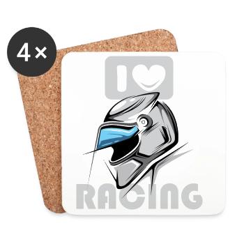 J’aime la course automobile moto icône - Dessous de verre (lot de 4) - blanc - Devant