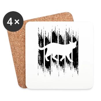 Cat - Coasters (set of 4) - white - Front