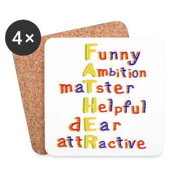 Father-Vibrant Colourful Motivational Word Art - Coasters (set of 4) - white - Front