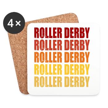 Roller Derby Rétro Vintage Graphique - Dessous de verre (lot de 4) - blanc - Devant