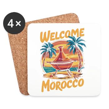 Bienvenue à Morocco Dreamfire - Dessous de verre (lot de 4) - blanc - Devant
