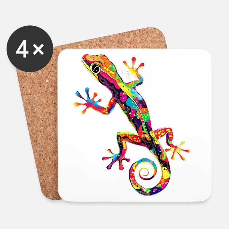 Gecko Eidechse Reptil Geckos Echse Leguan Gekko - Untersetzer (4er-Set) - Weiß