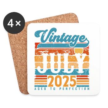 Juillet 2025, Cadeau Anniversaire juillet 2025. - Dessous de verre (lot de 4) - blanc - Devant