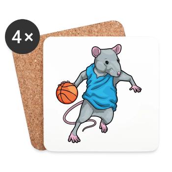 Rat Basketball Player Basketball - Coasters (set of 4) - white - Front