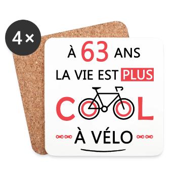 63 ans anniversaire vélo cadeau Vélo 63 Ans - Dessous de verre (lot de 4) - blanc - Devant