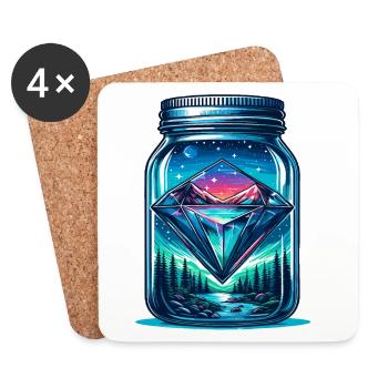 Diamond Nature Landscape in Mason Jar - Coasters (set of 4) - white - Front