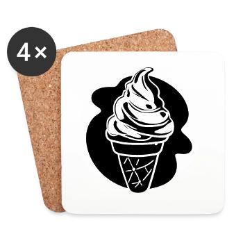 Croquis de crème glacée - Dessous de verre (lot de 4) - blanc - Devant