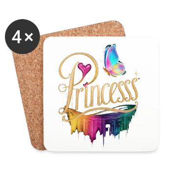 Enchanting Princess with Rainbow and Butterfly - Coasters (set of 4) - white - Front