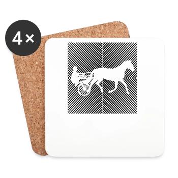 Cheval de trot, courses de trot, sports équestres, chevaux - Dessous de verre (lot de 4) - blanc - Devant