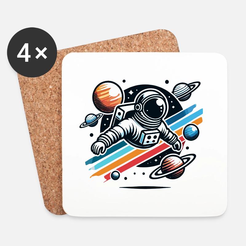 Retro Astronaut Weltraum Abenteuer Planete - Untersetzer (4er-Set) - Weiß