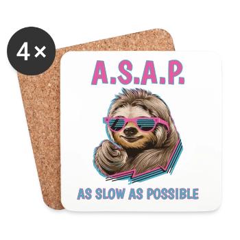 Chill Faultier A.S.A.P. So langsam wie möglich Lustig - Untersetzer (4er-Set) - Weiß - Vorne