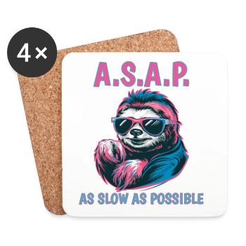 ASAP As Slow As Possible Funny Sloth - Coasters (set of 4) - white - Front