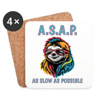 ASAP So langsam wie möglich Cool Sloth Fun Zitat - Untersetzer (4er-Set) - Weiß - Vorne
