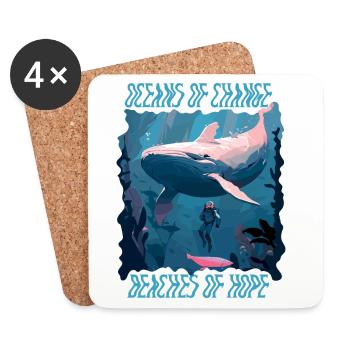 Bathing beach & sea plastic-free against pollution - Coasters (set of 4) - white - Front