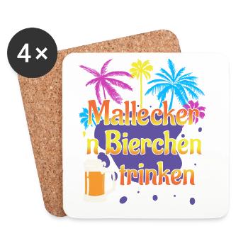 Malle Mallecker Bierchen Trinken Mallorca Bier - Untersetzer (4er-Set) - Weiß - Vorne