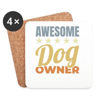 Propriétaire de chien génial - Dessous de verre (lot de 4) - blanc - Devant